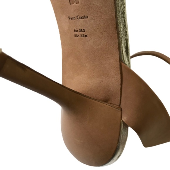 DVF Fiona Heels Sandals Womens 38.5 8.5 Nude Tan Silver Diane von Furstenberg - Picture 10 of 13